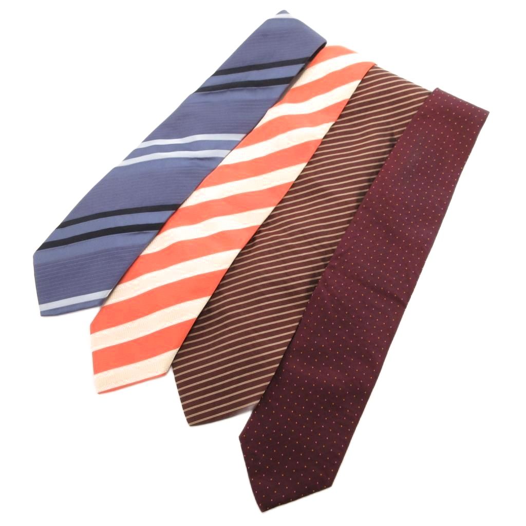 【中古】ヒューゴボス HUGO BOSS ネクタイ 4本セット まとめ 総柄 ストライプ 絹 シルク マルチカラー /JS ■GY17 メンズ 【ベクトル 古着】 260123