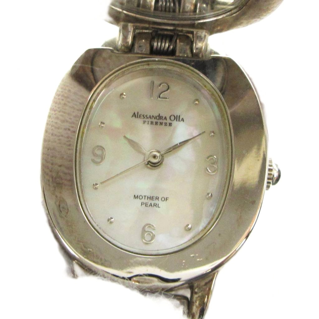 【中古】アレサンドラオーラ ALESSANDRA OLLA A0-300-2 腕時計 クォーツ ウォッチ シェル文字盤 カメオ シルバー色 ■GY18 /MQ レディース 【ベクトル 古着】 260410