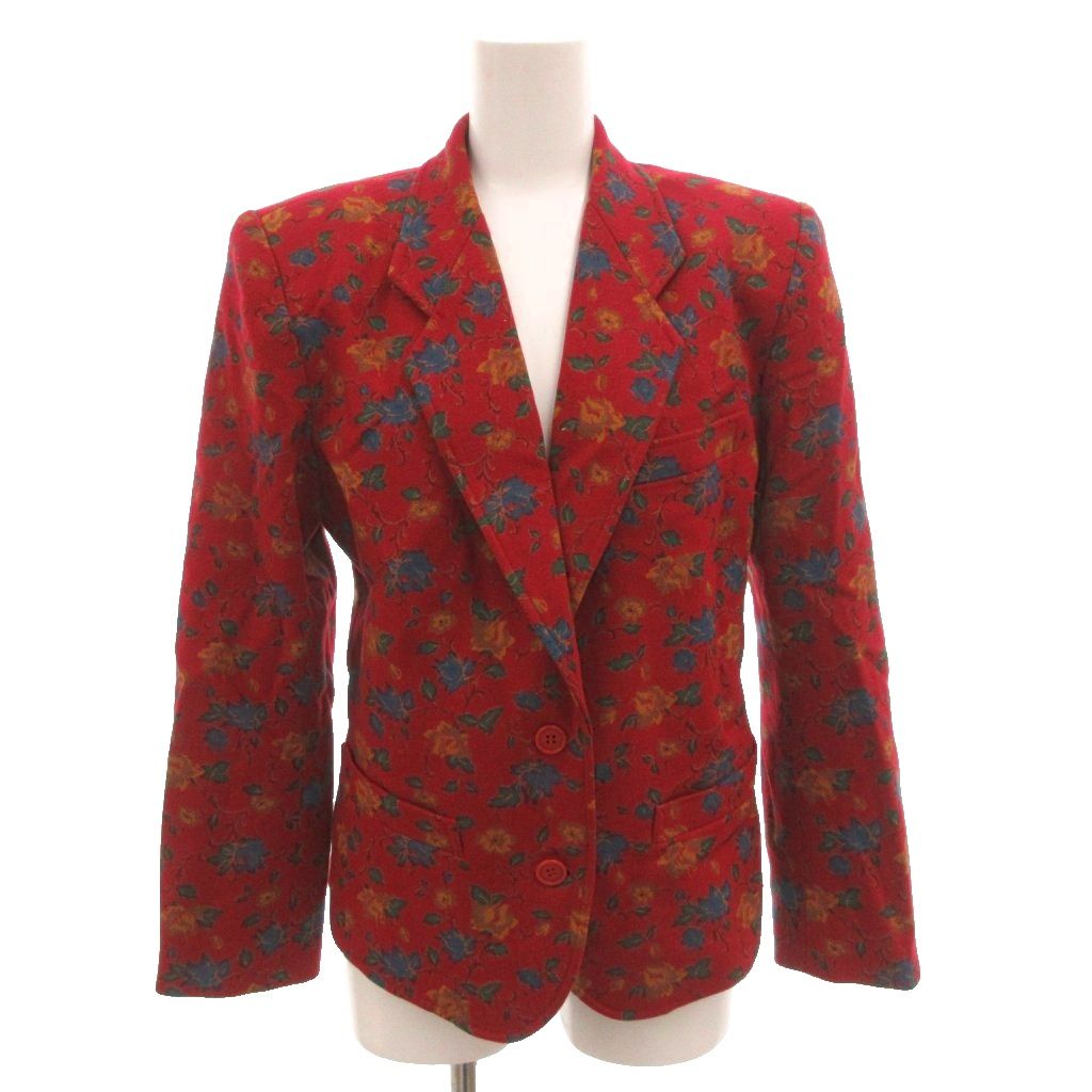 【中古】ケンゾー KENZO Composition by KENZO テーラードジャケット ブレザー 花柄 38 赤 レッド /FF ■GY18 レディース 【ベクトル 古着】 260207