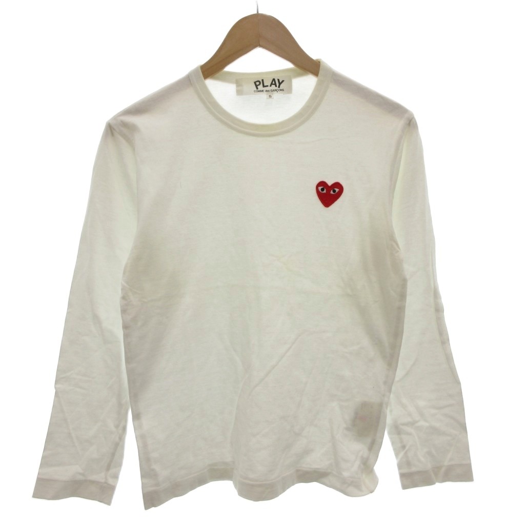 【中古】プレイコムデギャルソン PLAY COMME des GARCONS AD2019/1 Tシャツ S 白 ホワイト 長袖 ラウンドネック ハートモチーフ /FF AZ-T118 ■GY18 メンズ 【ベクトル 古着】 260119