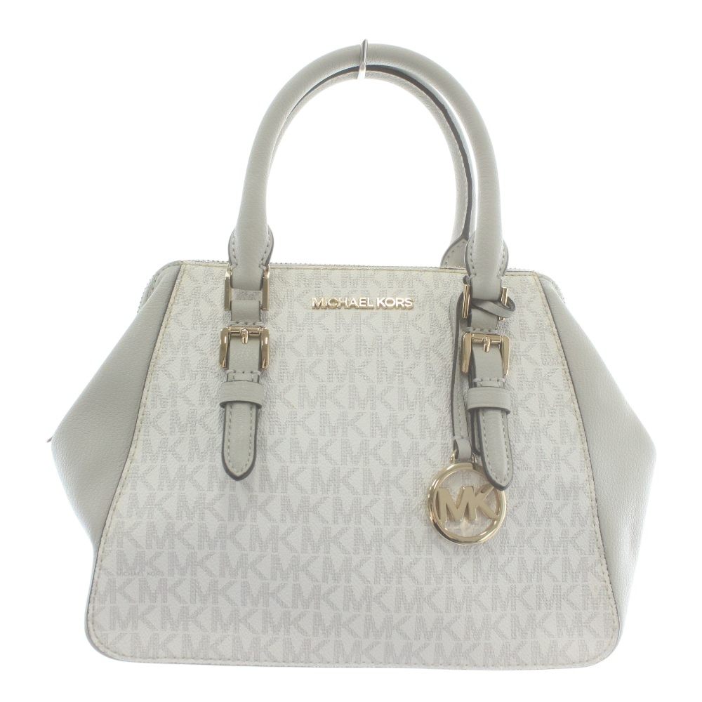【中古】マイケルコース MICHAEL KORS ハンドバッグ ショルダー 2WAY PVC レザー MKシグネチャー ロゴ 白 ホワイト グレー 35T0GCFM2B /XZ ■GY18 レディース 【ベクトル 古着】 260122