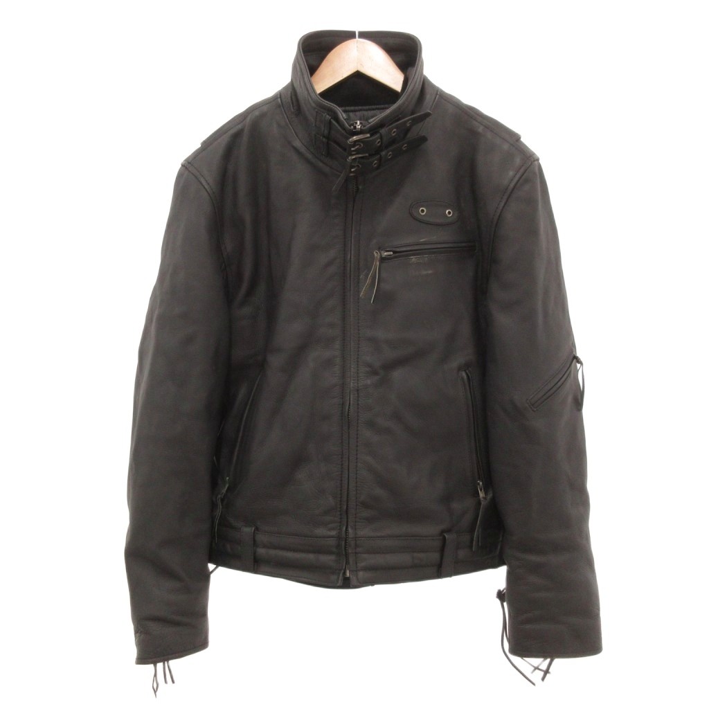 【中古】liugoo leathers ライダースジャケット シングル カウレザー 牛革 インナー付き LL 黒 ブラック /JS ■GY01 メンズ 【ベクトル 古着】 260220|ブランド古着の買取販売ベクトル