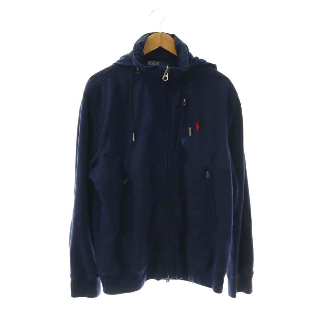 【中古】ポロ バイ ラルフローレン Polo by Ralph Lauren ヴィンテージ 上衣 上衣 汗水地 うつり変わり 裏起毛 L 紺 米国海軍 /SS ■os メンズ 【ベクター 古着】 260316