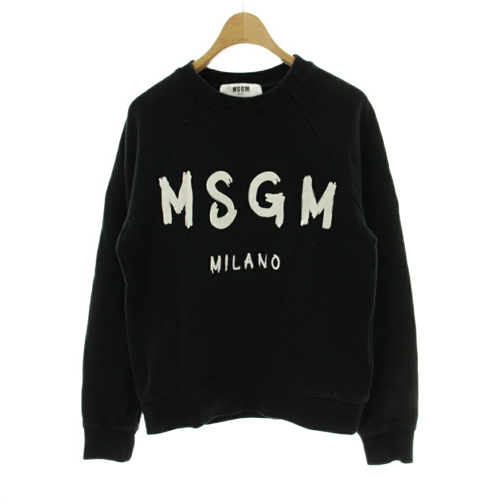 【中古】エムエスジーエム MSGM ロゴスウェット トレーナー XS 黒 ブラック プリント クルーネック 長袖 トップス 2000MDM513 /PP ■GY01 レディース 【ベクトル 古着】 260213