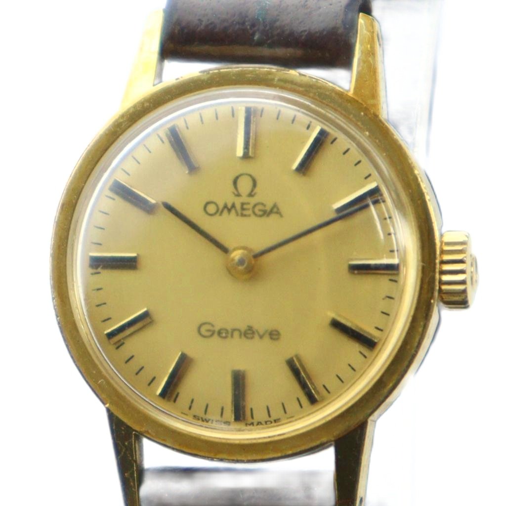 【中古】オメガ OMEGA ジャンク品 GENEVE 腕時計 ウォッチ 手巻き レザーベルト ロゴ ゴールド色 ■GY18 /MQ レディース 【ベクトル 古着】 260130