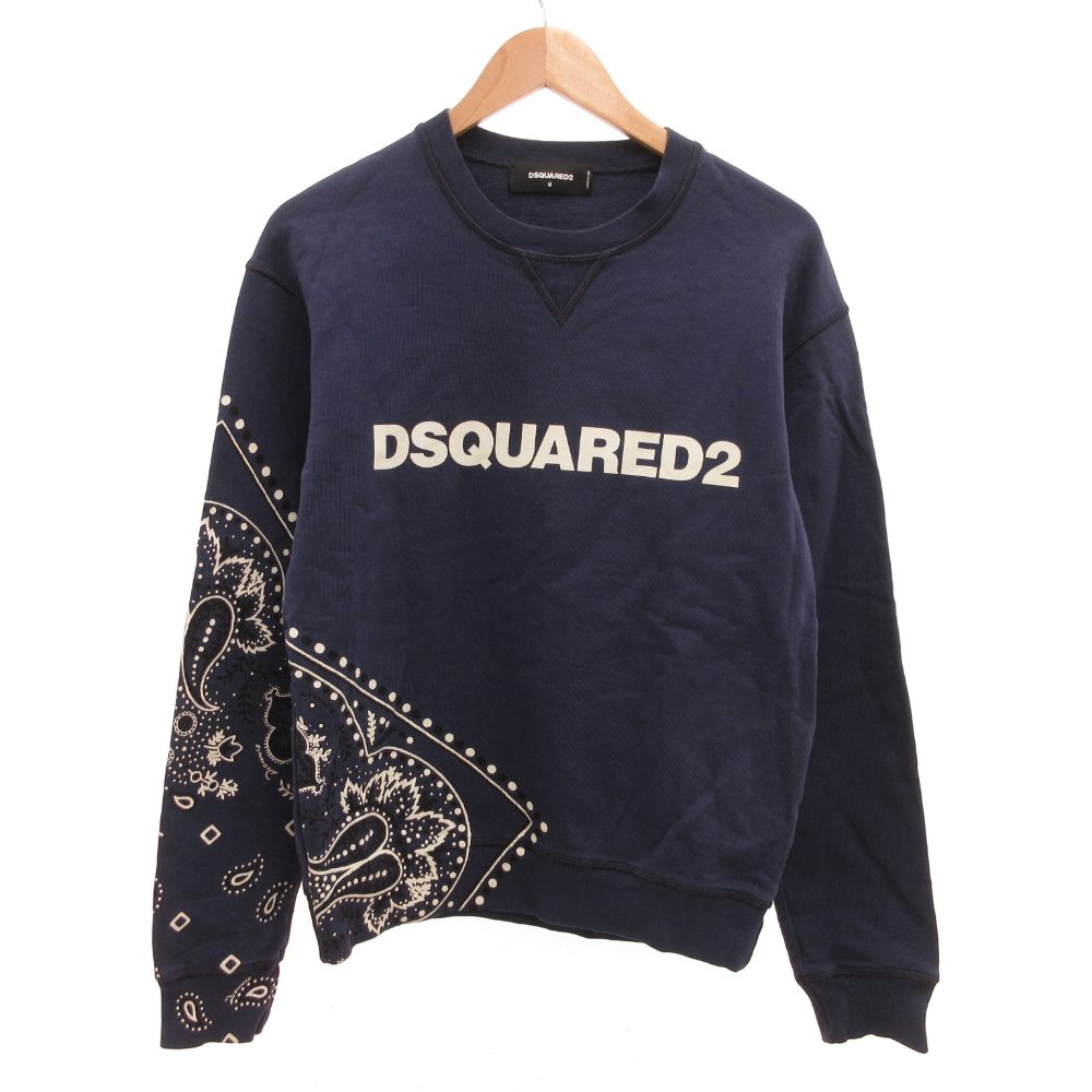 【中古】ディースクエアード DSQUARED2 スウェット トレーナー ペイズリー プリント M 紺 ネイビー /JS ■GY18 メンズ 【ベクトル 古着】 260127