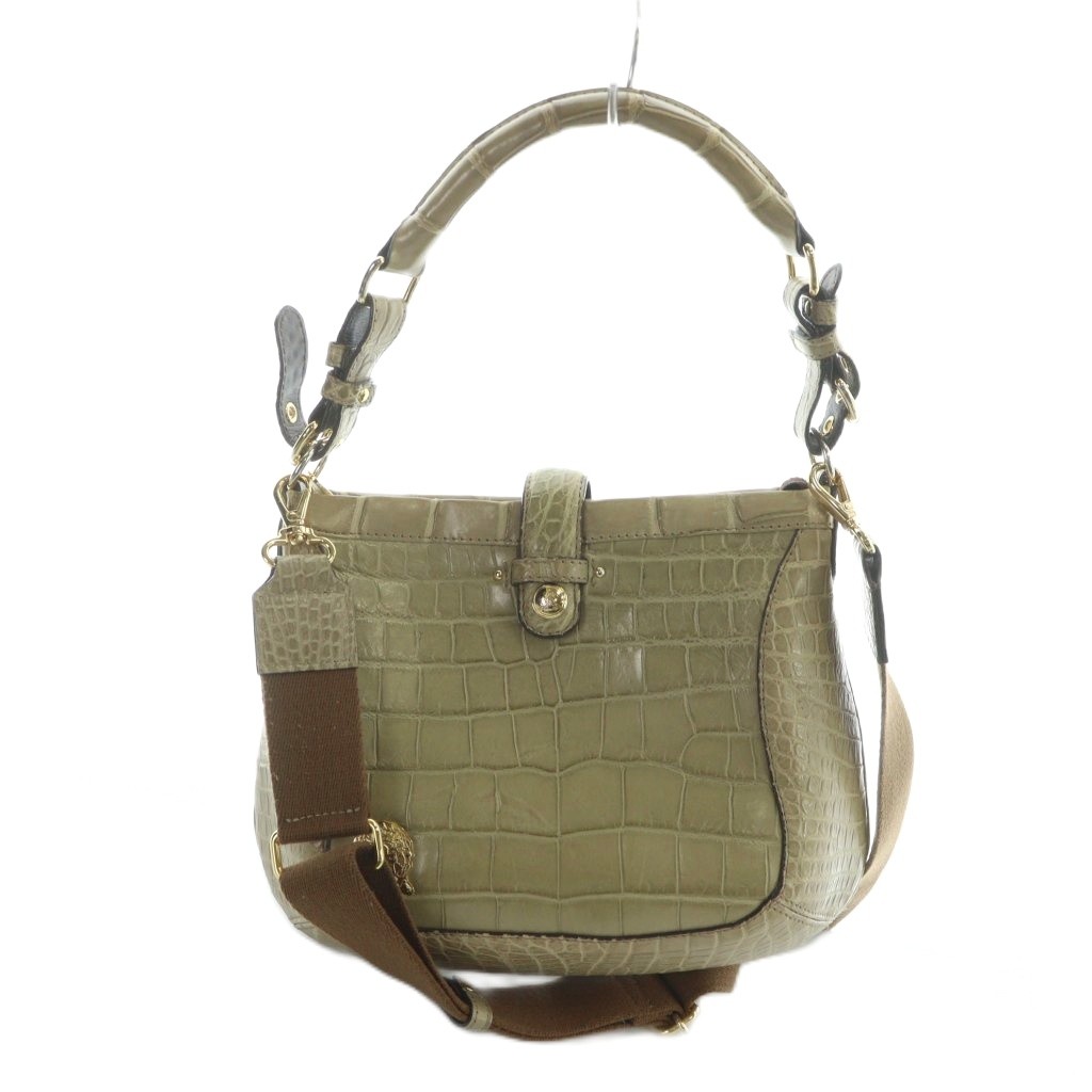 【中古】ADMJ アクセソワ Accessoires De Mademoiselle ハンド ショルダーバッグ 2WAY レザー クロコダイル レザー ロゴ カーキ ■GY18 /MQ レディース 【ベクトル 古着】 260123