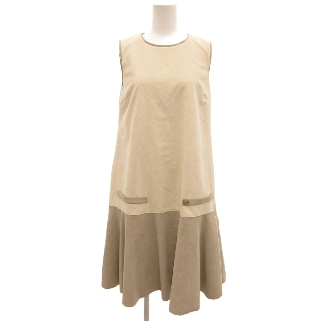 【中古】未使用品 デイジーリンフォクシー DAISY LIN For FOXEY タグ付き Daisy Suede Dress ワンピース ミモレ ロング ノースリーブ フェイクスエード 40 ベージュ 78 36347 /JS レディース 【ベクトル 古着】 260221