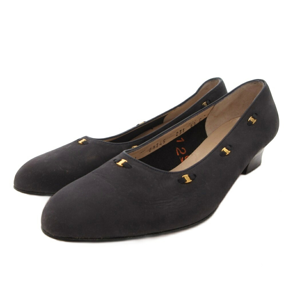【中古】サルヴァトーレフェラガモ Salvatore Ferragamo パンプス ヴァラリボン スエード 6.5 黒 ブラック /FF ■GY47 レディース 【ベクトル 古着】 260324