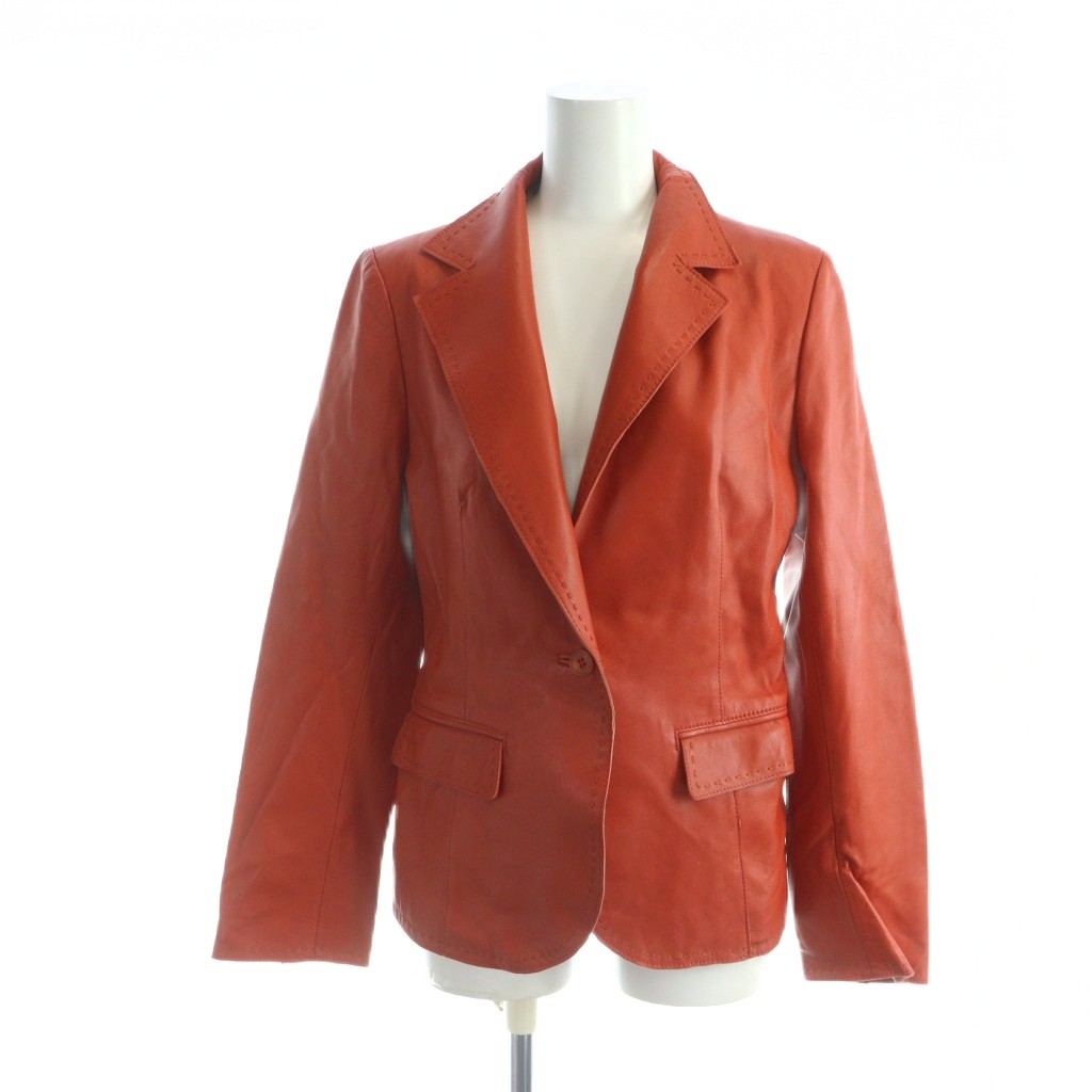 【中古】バルマン BALMAIN なめし革 テーラード 上衣 総裏地 ロゴタイプ 11 L オレンジ色 ■GY18 /MQ レディース 【ベクター 古着】 260131 コート・ジャケット-レディースファッション