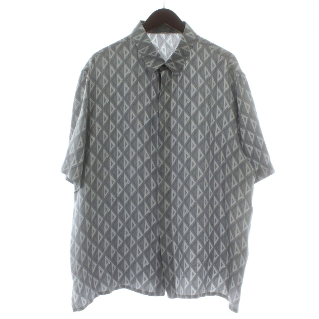 【中古】クリスチャンディオール Dior 21SS 絹地 プルオーバー 絹100% 半袖 CD金剛石 総柄 比翼名取り草 43 薄墨色 193C545A5797 /XZ ■GY17 メンズ 【ベクター 古着】 260130