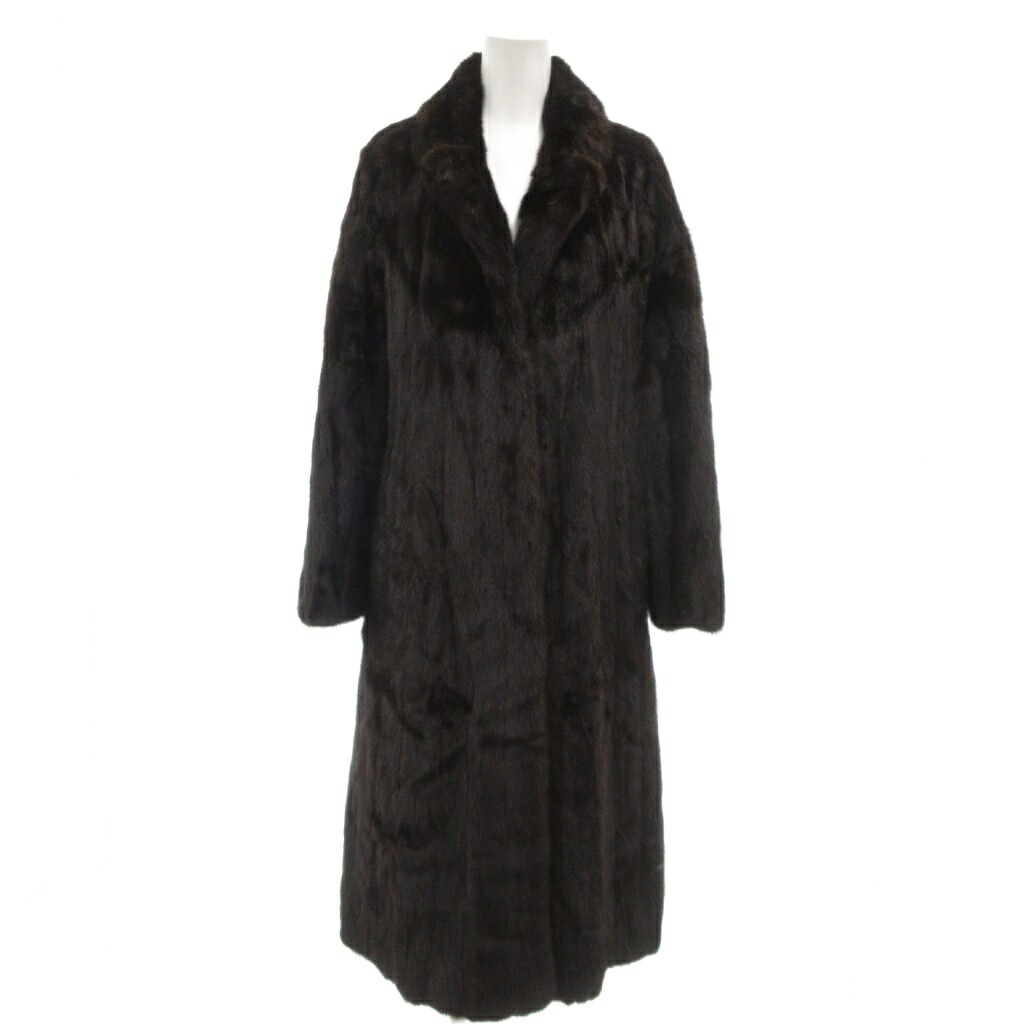 【中古】VISCARDI ファーコート 毛皮 ミンク ロング丈 ダークブラウン /UO ■GY17 レディース 【ベクトル 古着】 260205