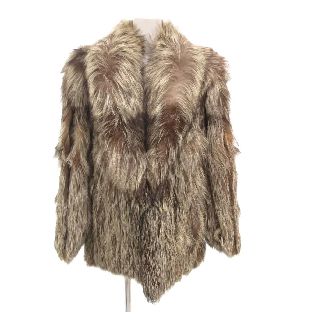 【中古】否ブランド名 毛革厚地の外套 獣の皮 しろがね色稲荷 真っただ中丈 9 薄墨色系 ■GY17 /TZ  【ベクター 古着】 260129 レディースファッション-コート・ジャケット
