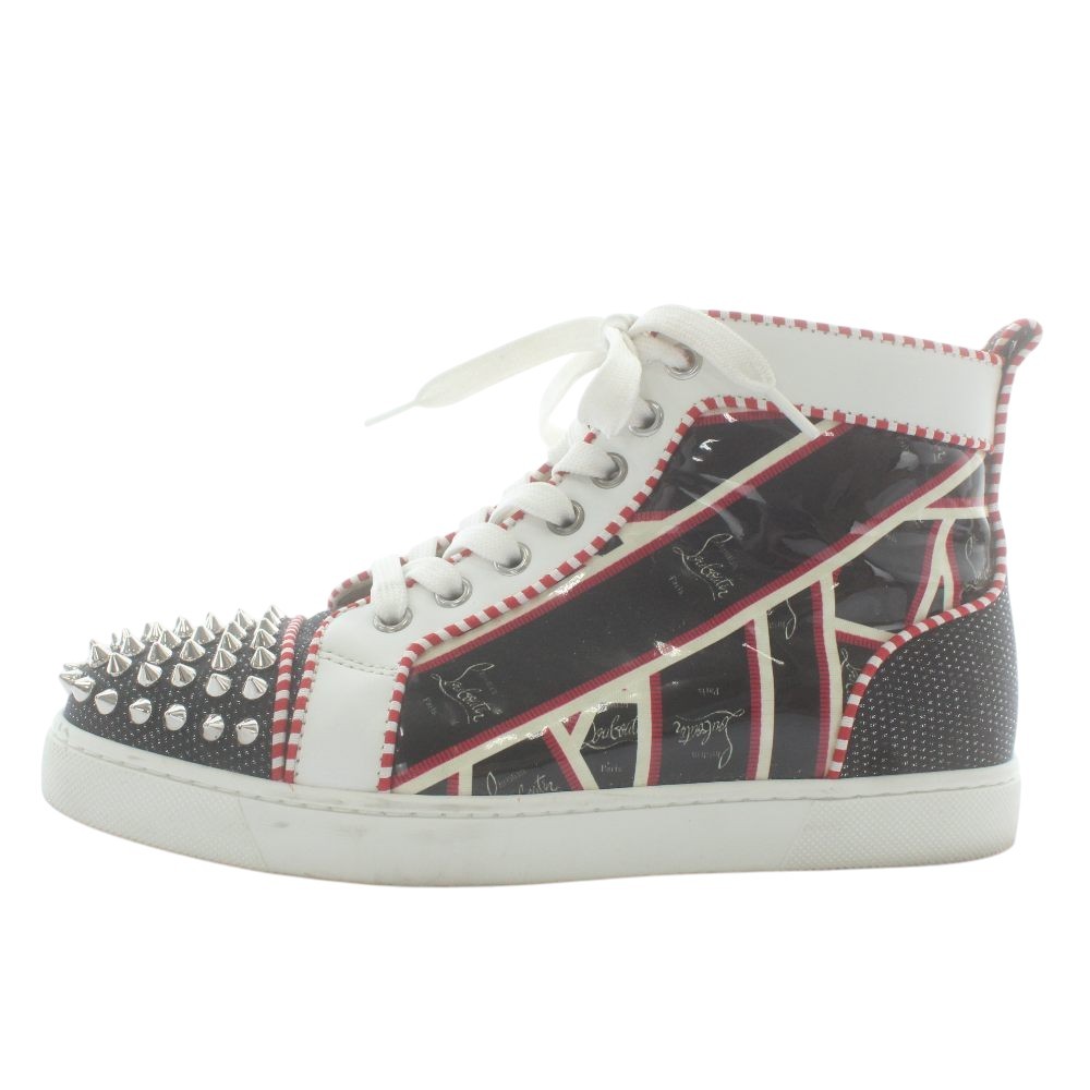 【中古】クリスチャンルブタン Christian louboutin スニーカー エナメル レザー ハイカット スタッズ ロゴ 36.5 23.5cm 黒 ブラック 白 ホワイト 赤 レッド /XZ ■GY18 レディース 【ベクトル 古着】 260122|ブランド古着の買取販売ベクトル