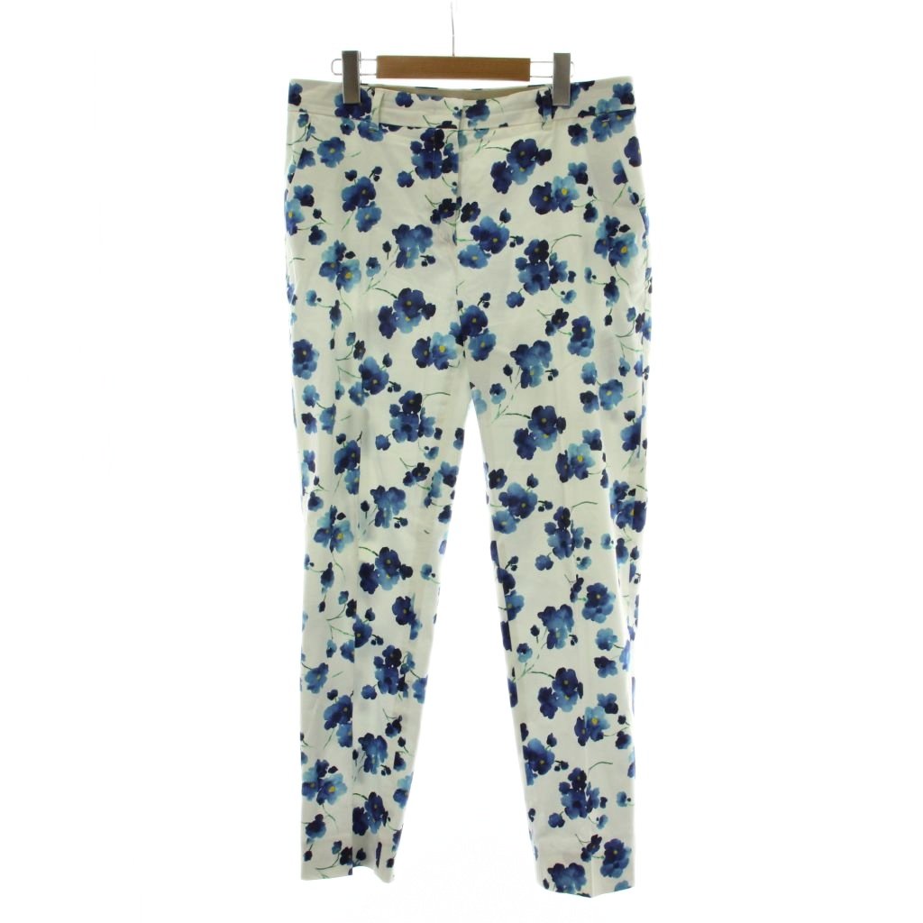 【中古】マックスマーラステュディオ Max Mara Studio 花柄スリム パンツ テーパード 白 ホワイト 青 ブルー フルレングス /PP ■GY64 レディース 【ベクトル 古着】 260225