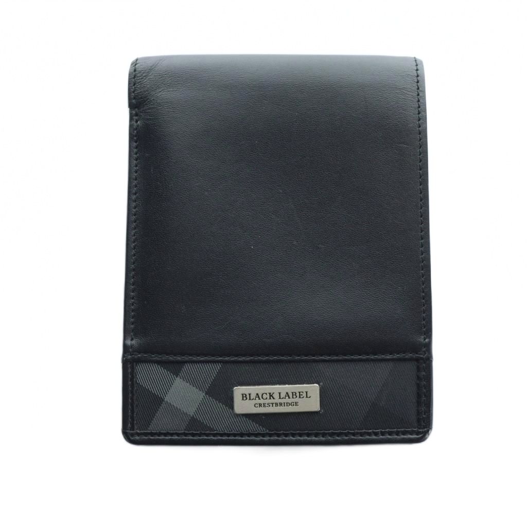 【中古】ブラックレーベルクレストブリッジ BLACK LABEL CRESTBRIDGE 二つ折り財布 ウォレット 札入れ ロゴ チェック柄 レザー 黒 ブラック ■GY11 /MQ メンズ 【ベクトル 古着】 260125