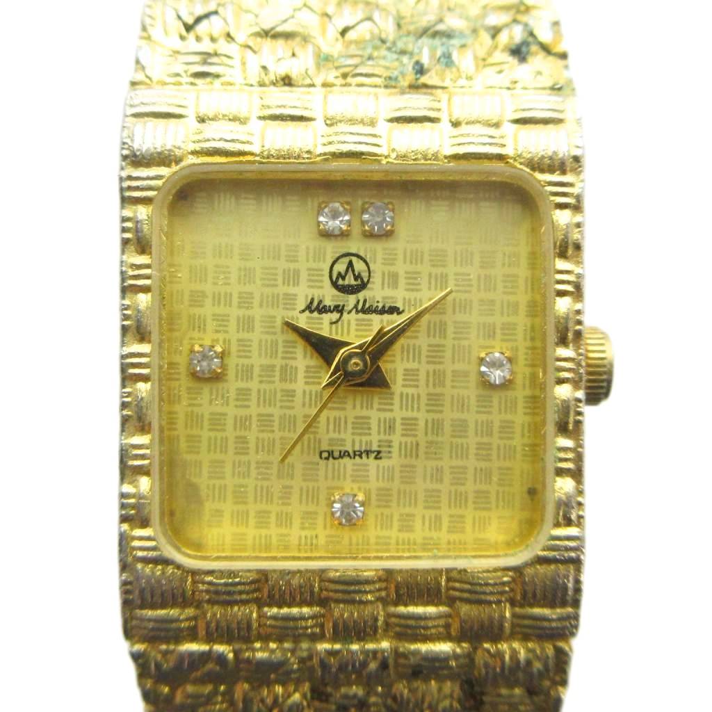 【中古】マビーメイゾン Mavy Maison ジャンク品 腕時計 ウォッチ クォーツ 石付き ゴールド色 ■GY18 /MQ レディース 【ベクトル 古着】 260408