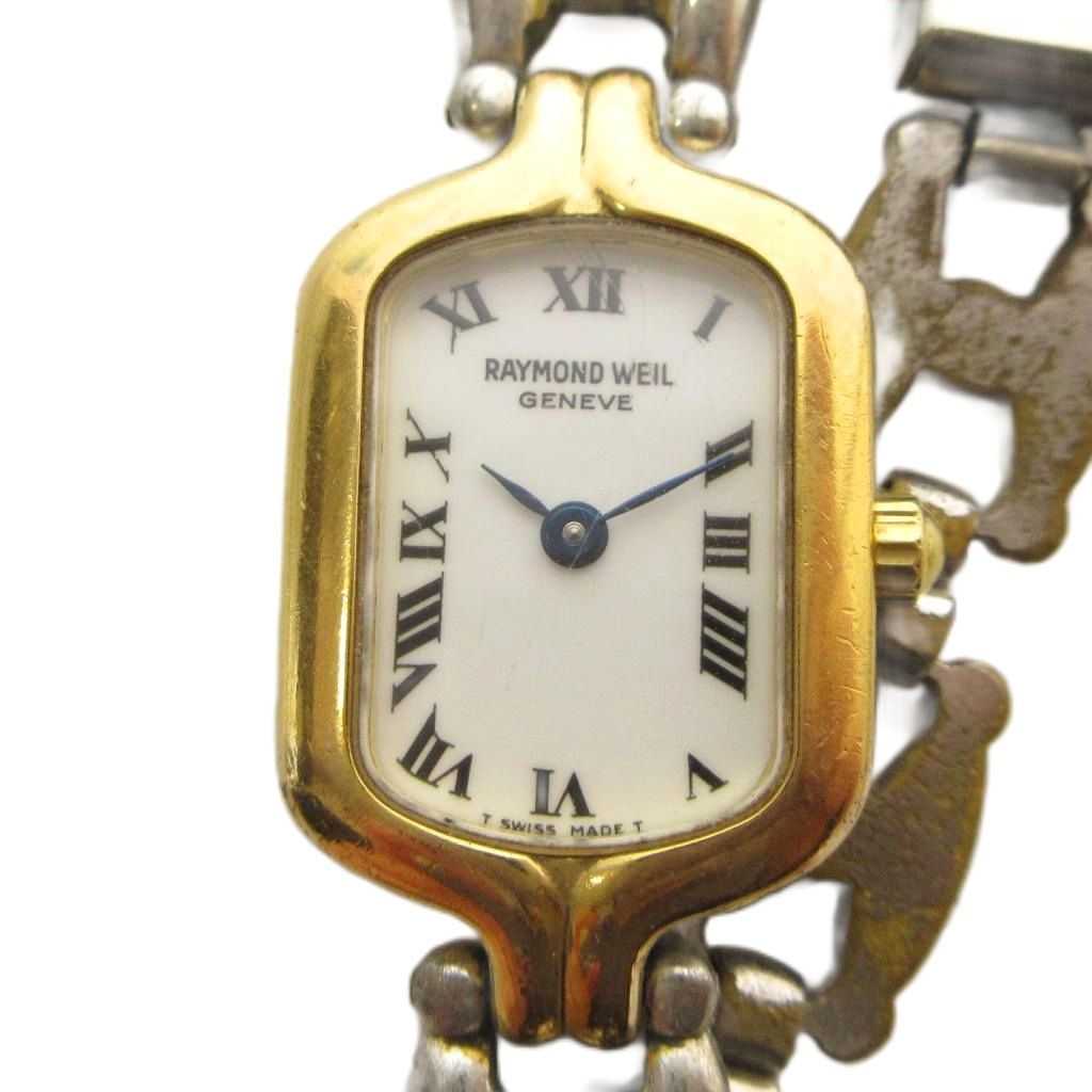 【中古】レイモンドウェイル RAYMOND WEIL 5879 腕時計 バングルウォッチ クォーツ 白文字盤 ローマン ゴールド色 シルバー色 ■GY18 /MQ レディース 【ベクトル 古着】 260410