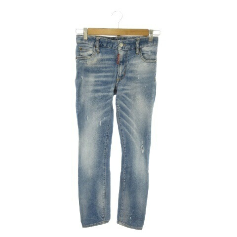 【中古】ディースクエアード DSQUARED2 TWIGGY JEAN デニムパンツ ジーンズ 34 青 ブルー インディゴ スキニー ウォッシュ加工 ダメージ加工 /AO35 ■GY99 レディース 【ベクトル 古着】 260302