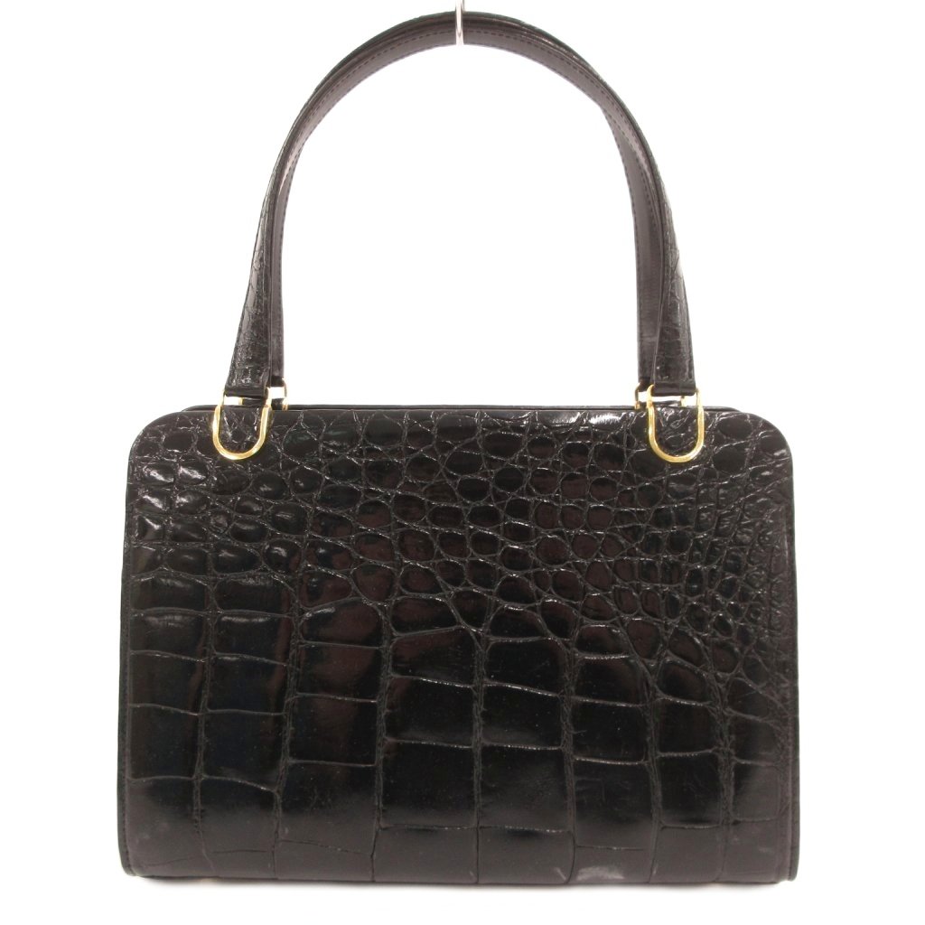 【中古】否ブランド名 ハンドバック クロコダイルレザー 本革 黒 黒いこと /JS ■GY18 レディース 【ベクター 古着】 260219