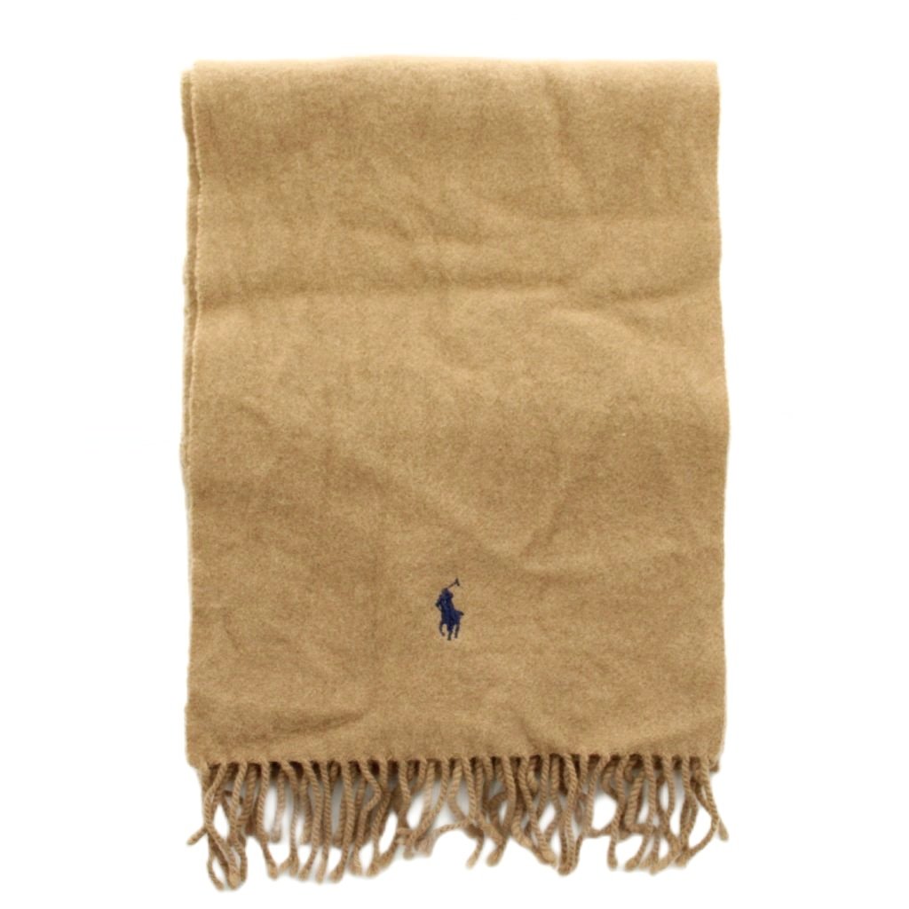 【中古】ポロ ラルフローレン POLO RALPH LAUREN イタリア製 えり巻き 袈裟 羊毛 フリンジ ロゴタイプ 刺しゅう 166×30 赤銅色 赤銅色 /XZ ■GY18 メンズ 【ベクター 古着】 260129