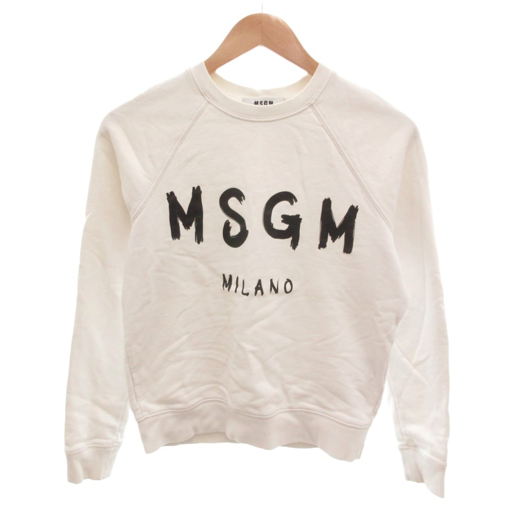 【中古】エムエスジーエム MSGM ロゴプリントスウェット トレーナー プルオーバー ラグラン S 白 ホワイト /YJ ■GY18 レディース 【ベクトル 古着】 260220｜ブランド古着の買取販売ベクトル