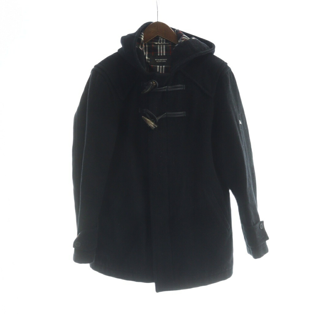 【中古】バーバリーブラックレーベル BURBERRY BLACK LABEL BMP94-720-09 ダッフルコート ロング 長袖 総裏地 L 黒 黒いこと ■GY18 /MQ メンズ 【ベクター 古着】 260206