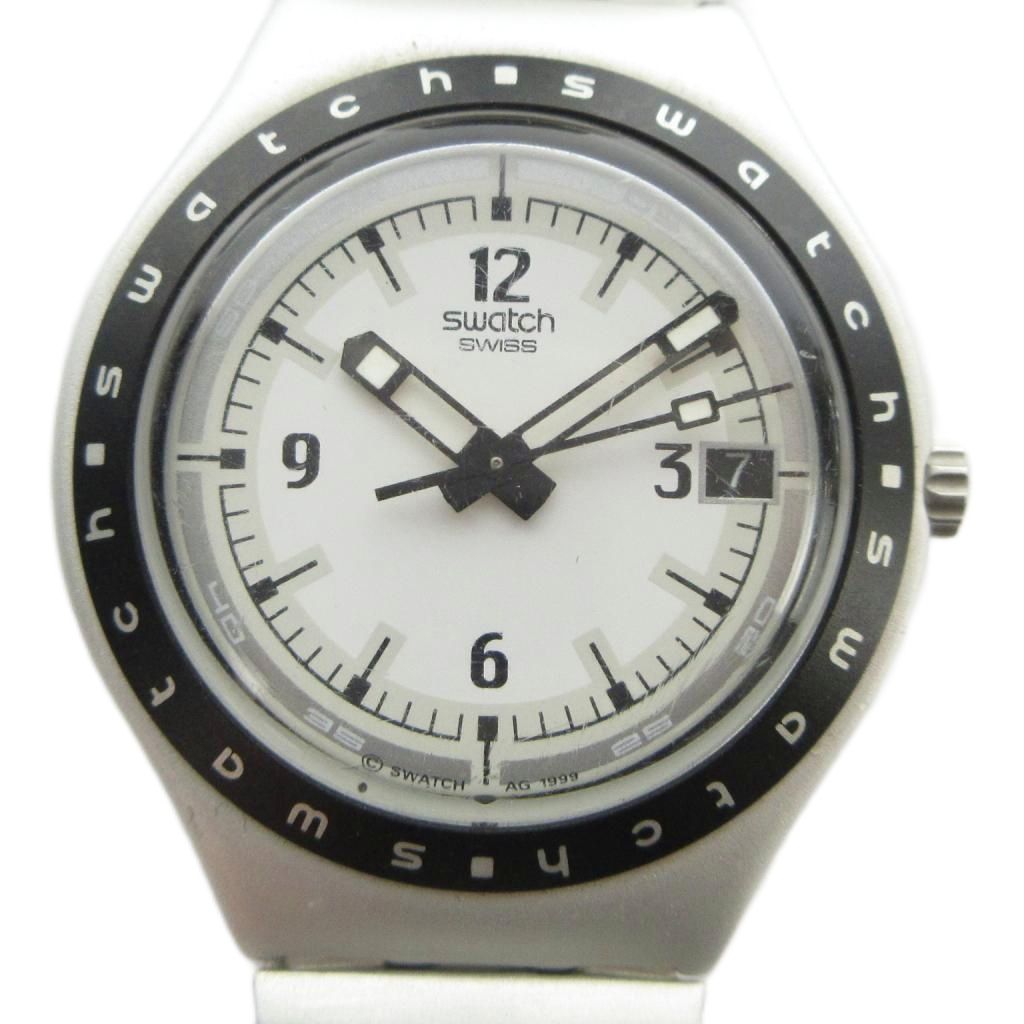 【中古】スウォッチ SWATCH 腕時計 ウォッチ クォーツ カレンダー付き 白文字盤 シルバー色 ■GY11 /MQ メンズ 【ベクトル 古着】 260408
