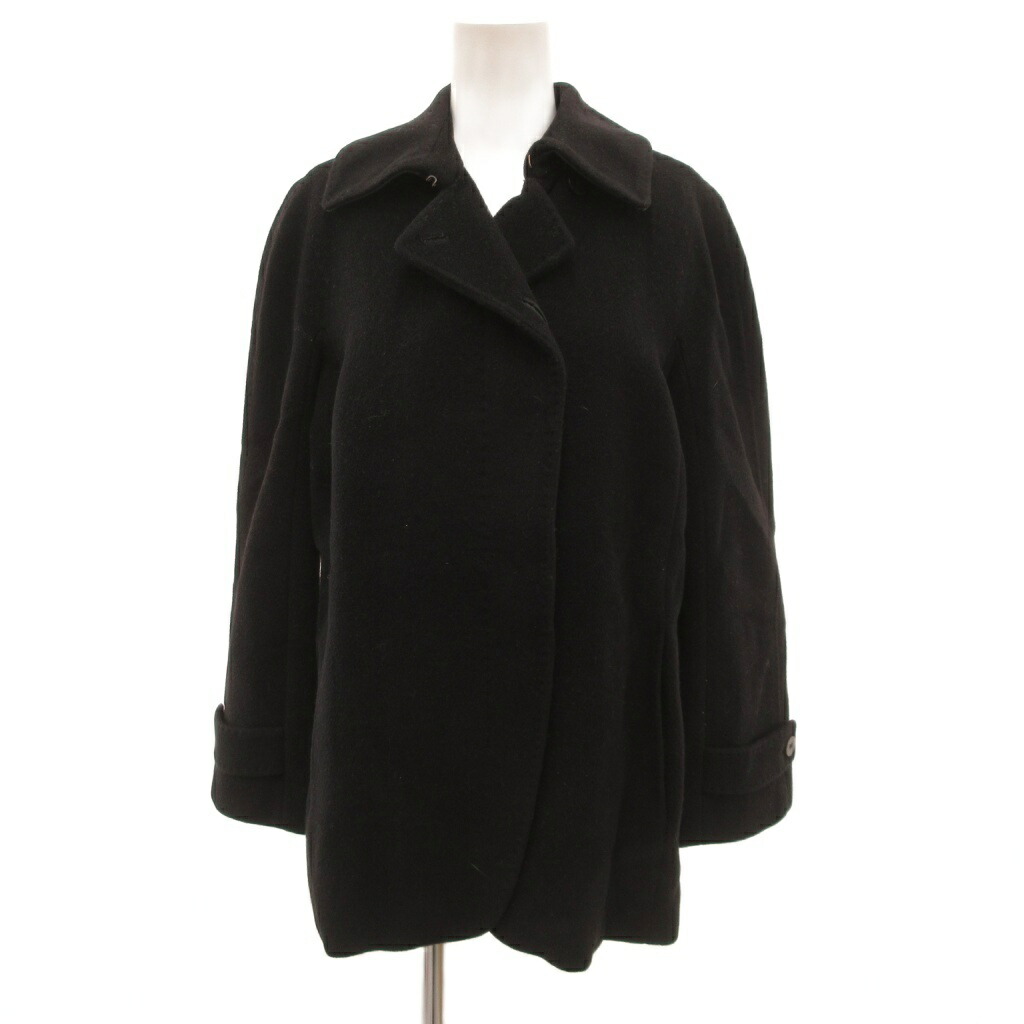 【中古】マックスマーラ MAX MARA 白タグ ピーコート Pコート メルトン ウール カシミヤ 比翼 36 黒 ブラック /JS ■GY18 レディース 【ベクトル 古着】 260217