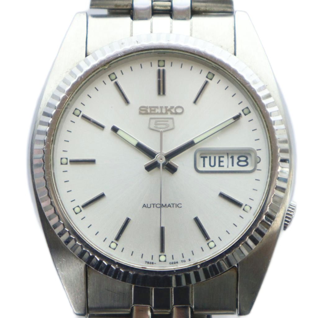 【中古】セイコー SEIKO 5 ファイブ 7S26-0500 腕時計 ウォッチ 自動巻き カレンダー付き デイデイト シルバー色 ■GY18 /MQ メンズ 【ベクトル 古着】 260210