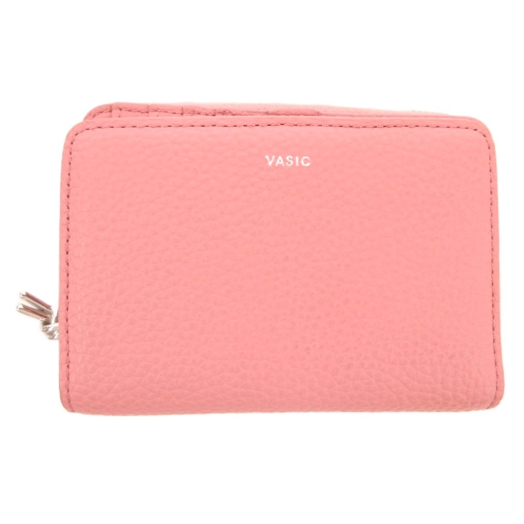【中古】ヴァジック VASIC 二つ折り財布 ピンク シボ加工 ジップ開閉 /JS ■GY18 レディース 【ベクトル 古着】 260222