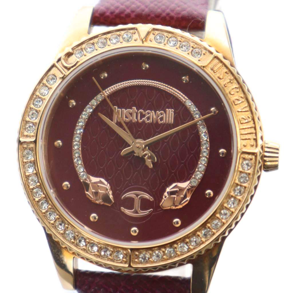 【中古】ジャストカヴァリ JUST cavalli 1L275 腕時計 ウォッチ クォーツ ロゴ ラインストーン ゴールド色 ■GY11 /MQ レディース 【ベクトル 古着】 260213