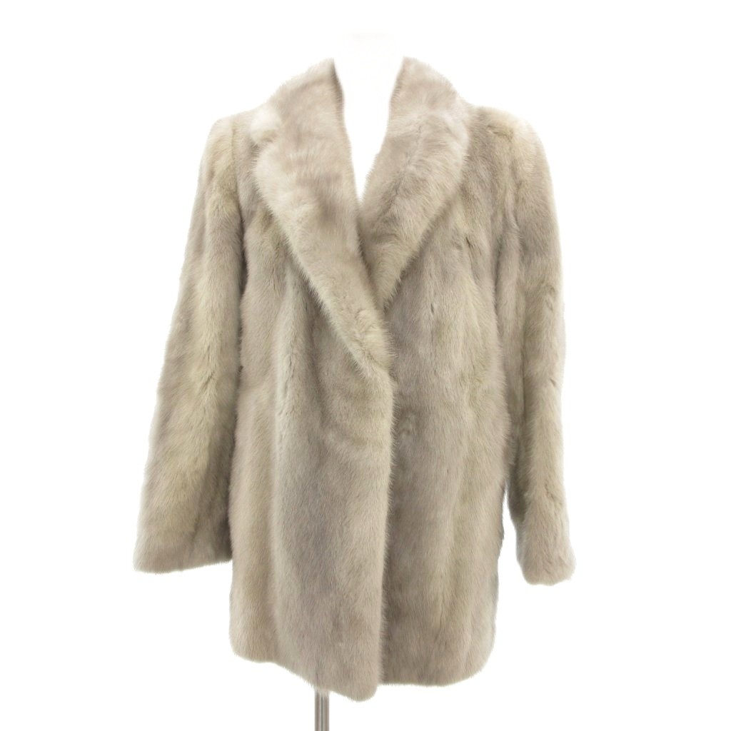 【中古】サガミンク SAGA MINK 銀サガ ファーコート 毛皮 サファイアミンク ハーフ 9 ライトグレー /UO ■GY18 レディース 【ベクトル 古着】 260218