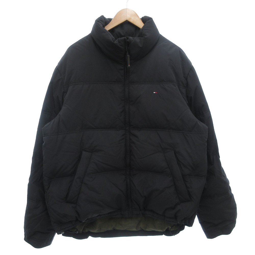 【中古】トミーヒルフィガー TOMMY HILFIGER ダウンジャケット ジップアップ ロゴ刺繍 ナイロン XL 黒 ブラック 0521014 /GV ■GY18 メンズ 【ベクトル 古着】 260214｜ブランド古着の買取販売ベクトル