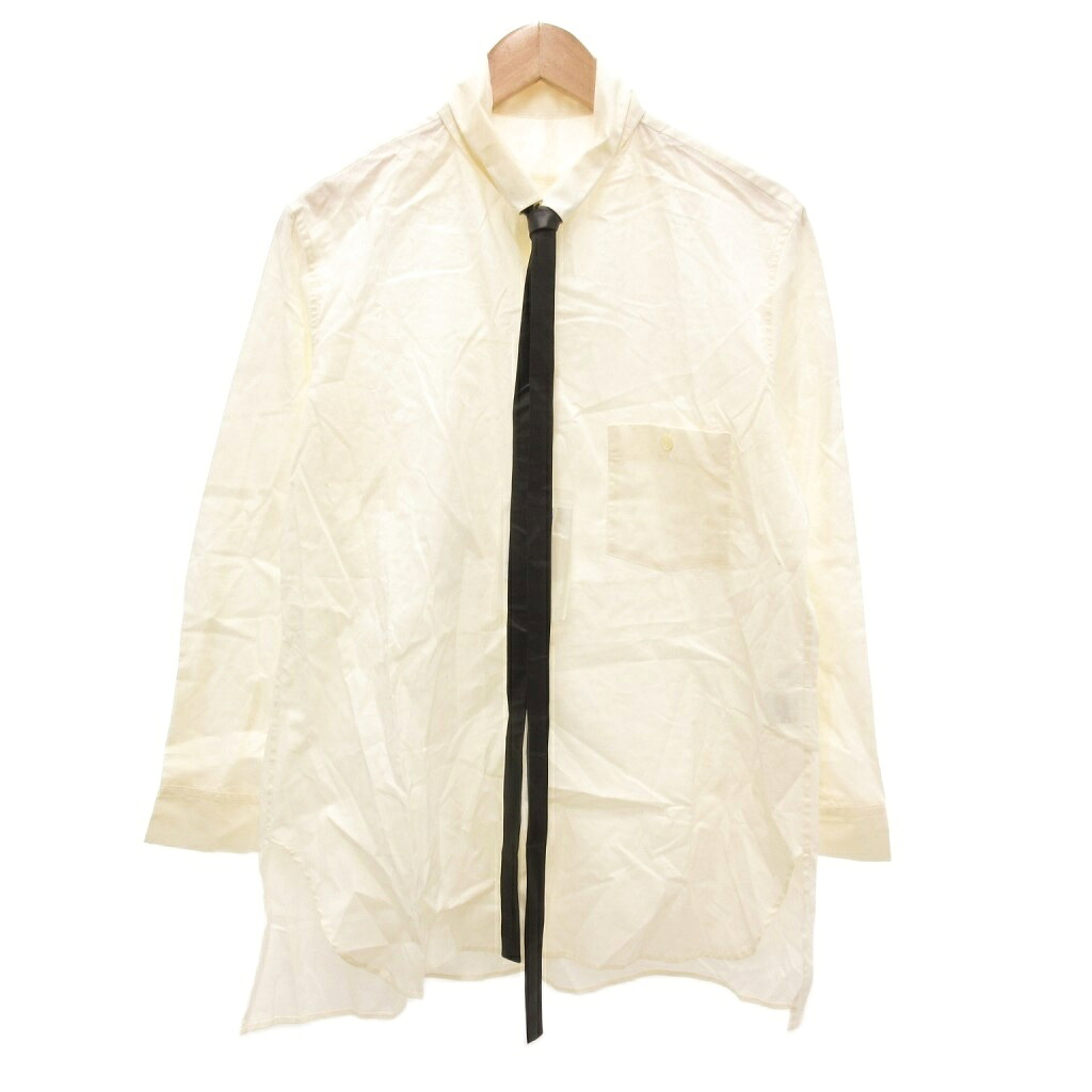 【中古】ワイズ Y's ヨウジヤマモト シャツ ネクタイ ラムレザー 長袖 2 アイボリー /JS ■GY42 メンズ 【ベクトル 古着】 260223
