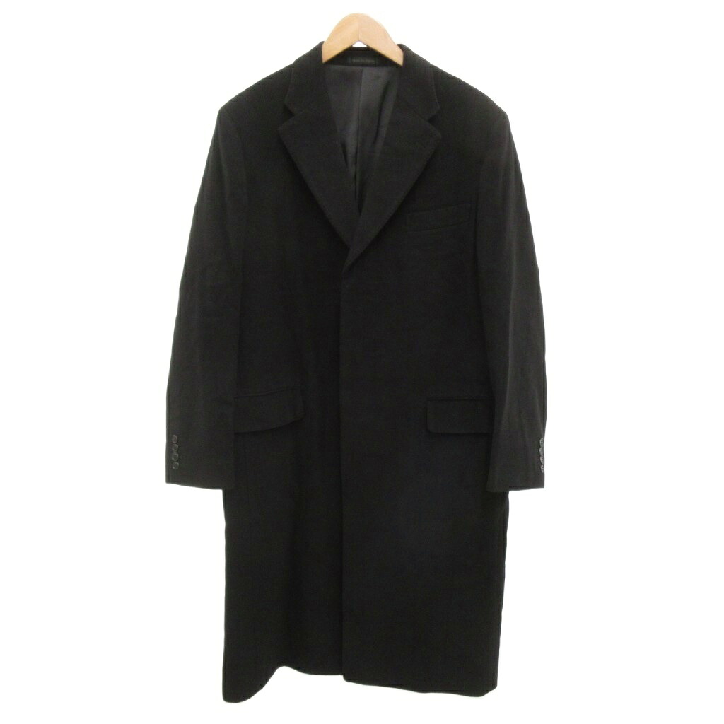 【中古】noumi ノウミ 野海 Fukaki Woollen Textile 深喜毛織 カシミヤ100% チェスター コート ロング メルトン 1 黒 ブラック /JS ■GY42 メンズ 【ベクトル 古着】 260312