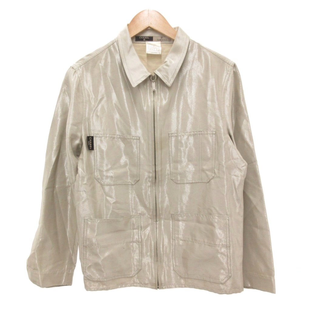 【中古】シャネル CHANEL 99P 上衣 絹 地絹 42 薄墨色 メタリック 繻子 継ぎ切れ隠し P12918V07611 /JS ■GY42 メンズ 【ベクター 古着】 260227