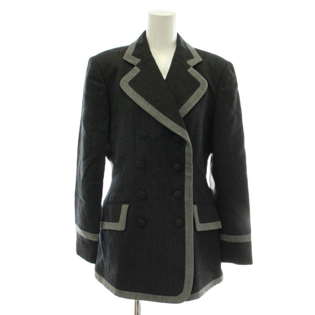 【中古】モスキーノチープアンドシック MOSCHINO CHEAP AND CHIC ヴィンテージ テーラードジャケット ウール ダブル 総裏地 肩パッド グレー /XZ ■GY42 レディース 【ベクトル 古着】 260222