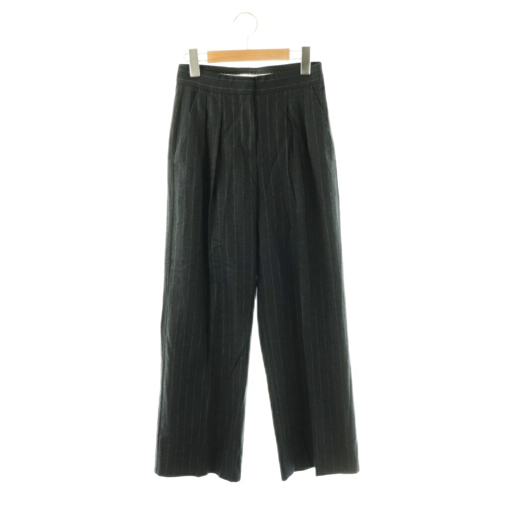 【中古】マックスマーラ MAX MARA 白タグ ワイドパンツ ストライプ カシミヤ混 I36 ダークネイビー /ES ■GY42 レディース 【ベクトル 古着】 260306