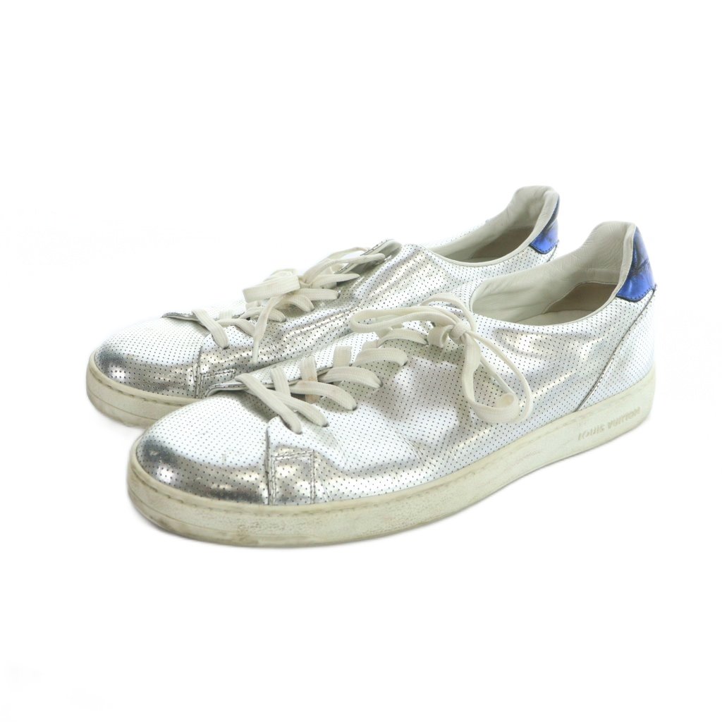 【中古】ルイヴィトン LOUIS VUITTON GO1126 スニーカー シューズ 靴 ロゴタイプ なめし革 8 26.5珊 しろがね色色 ■GY68 /MQ ■OH メンズ 【ベクター 古着】 260221
