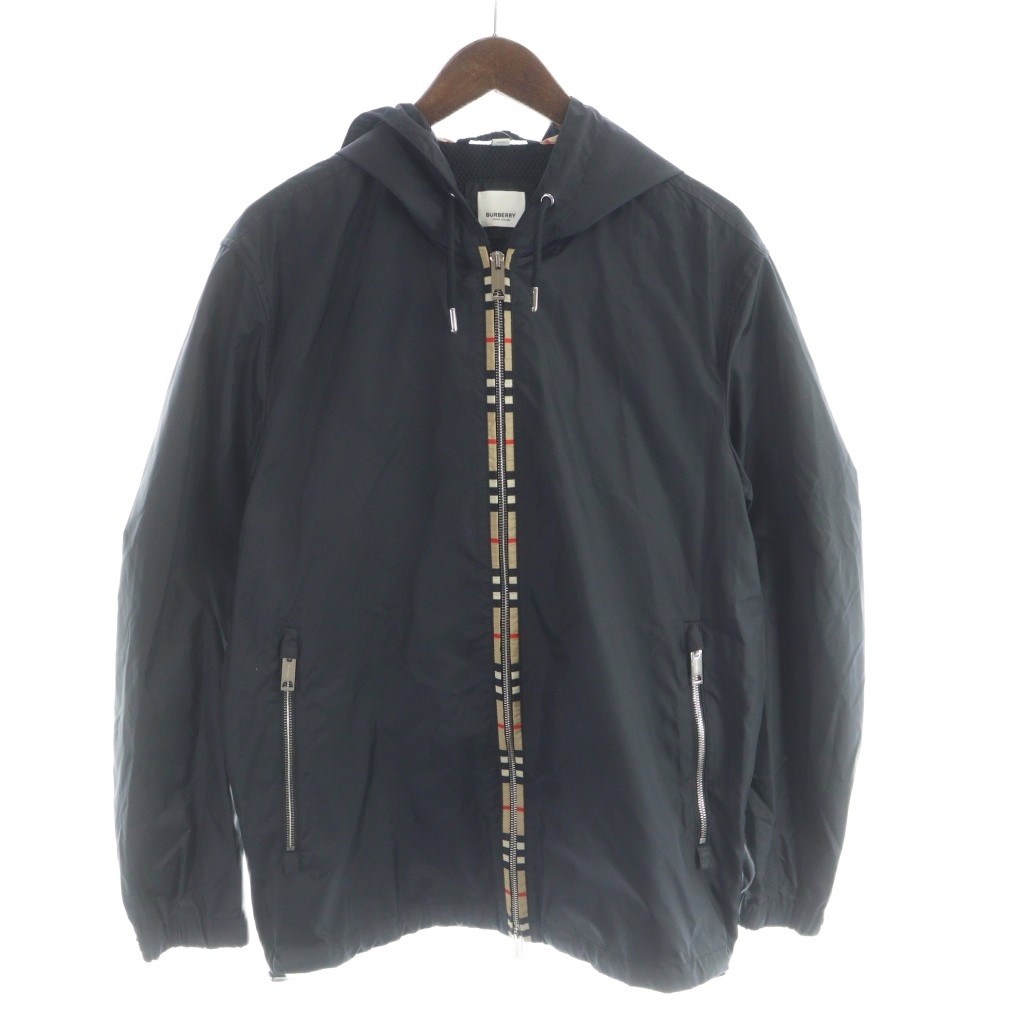 【中古】赤ちょうちんバリー 英国の首都 BURBERRY LONDON 22SS ナイロン 上衣 パーカー フーディ ノバチェック うつり変わり ジップアップ 44 L 黒 黒いこと 8016318 /MW ■GY99 メンズ 【ベクター 古着】 260217