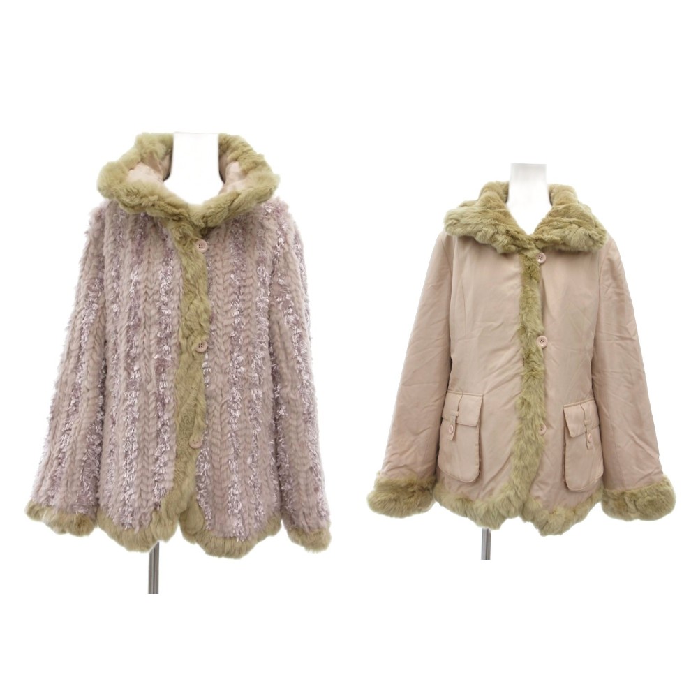 【中古】シャレブラン chalet blanc リバーシブル コート ジャケット 9 ラビットファー 毛皮 絹 シルク ピンク /NU ■GY18 レディース 【ベクトル 古着】 260223