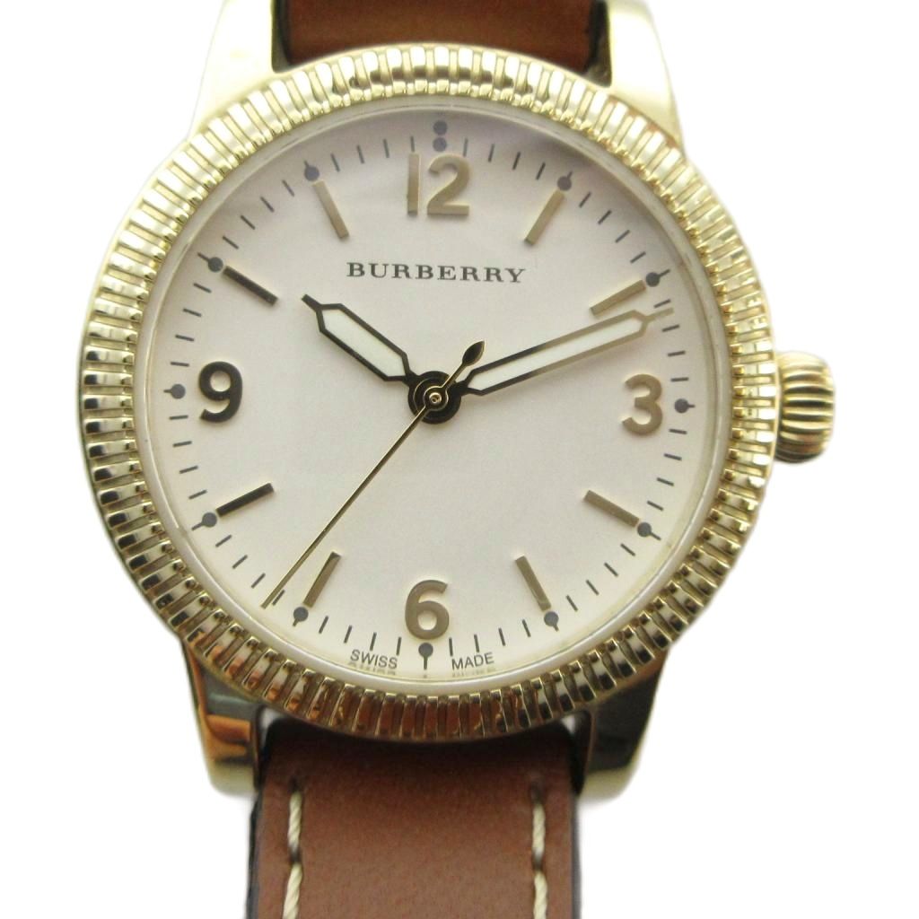 【中古】赤ちょうちんバリー BURBERRY BU7865 The Utilitarian ユーティリティリアン ウオッチ ご覧なさる 石英 なめし革胴締め 白文字記号盤 ゴールド色 ■GY18 /MQ レディース 【ベクター 古着】 260413