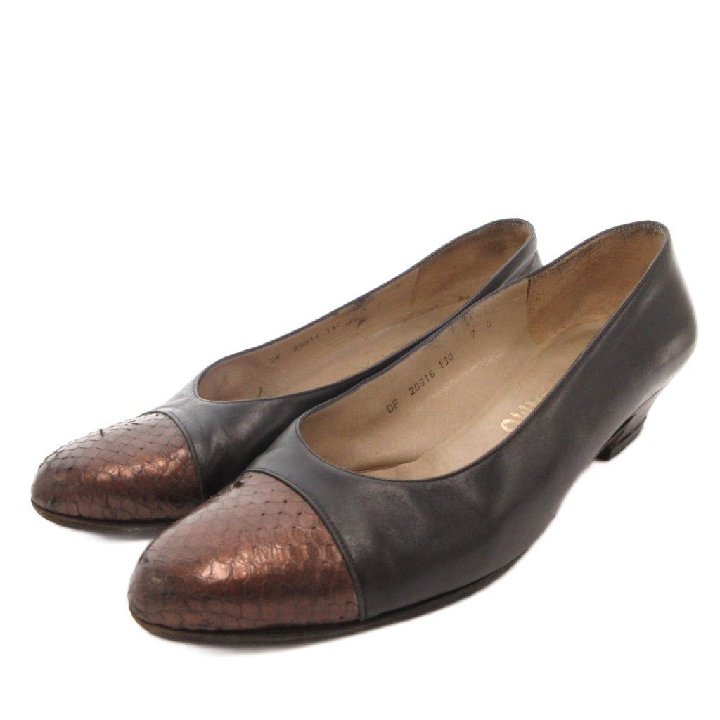 【中古】サルヴァトーレフェラガモ Salvatore Ferragamo パンプス チャンキーヒール レザー 7 黒 ブラック /FF ■GY99 レディース 【ベクトル 古着】 260306