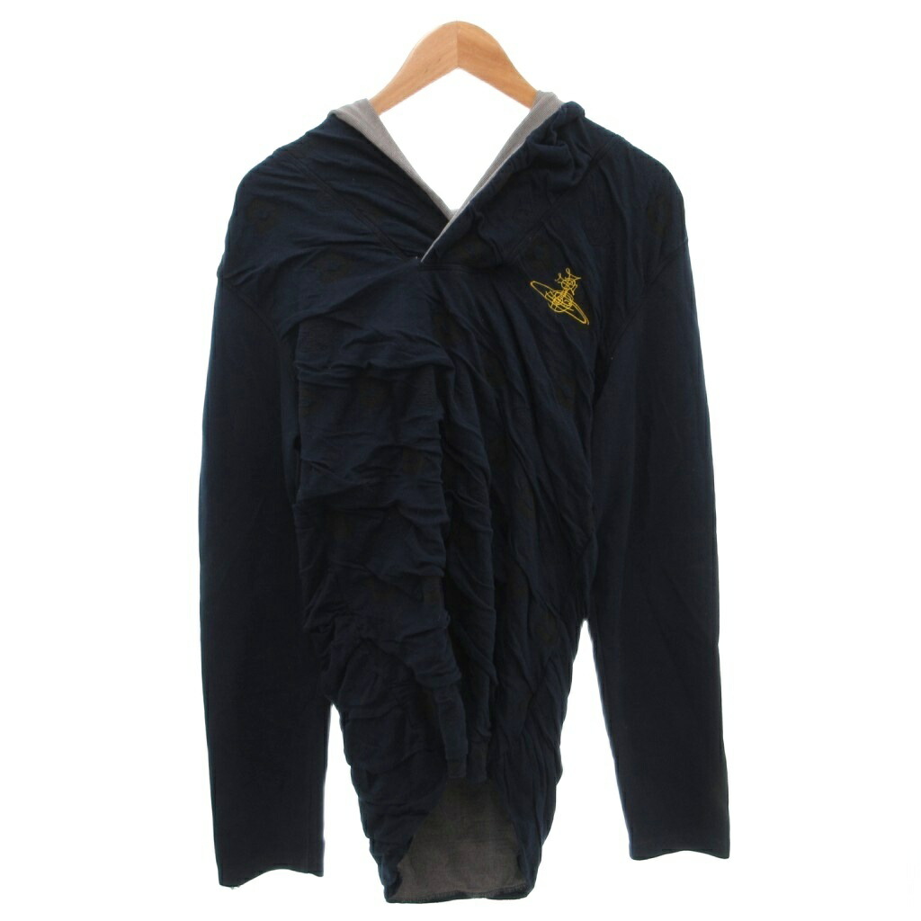 【中古】ヴィヴィアンウエストウッド Vivienne Westwood 汗水 調教師 パーカー ギャザー オーブ刺しゅう 長袖 L 紺 米国海軍 /FF   ■GY18 メンズ 【ベクター 古着】 260223