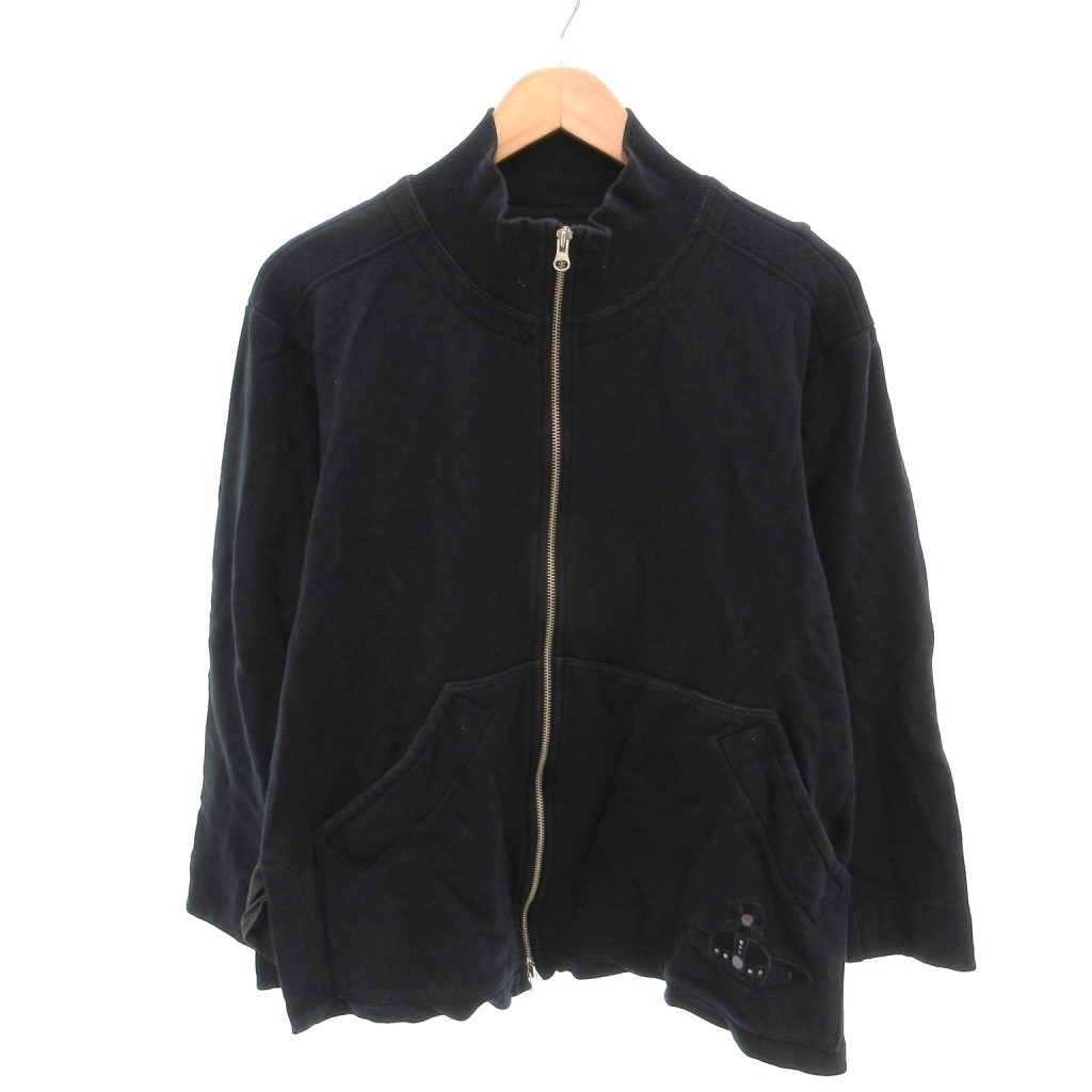 【中古】ヴィヴィアンウエストウッドレッドレーベル Vivienne Westwood RED LABEL ジップアップスウェット 調教師 オーブロゴ刺しゅう ハイネック 2 ダークネイビー /YJ ■GY18 レディース 【ベクター 古着】 260312