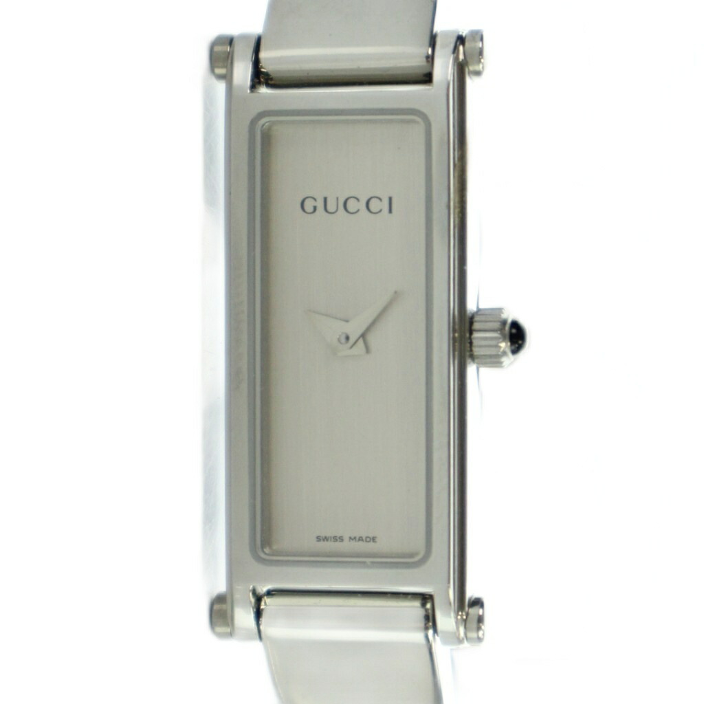 【中古】グッチ GUCCI 1500L ウオッチ バングルウォッチ 石英 真四角 ロゴタイプ しろがね色色 ■GY18 /MQ ■OH レディース 【ベクター 古着】 260326