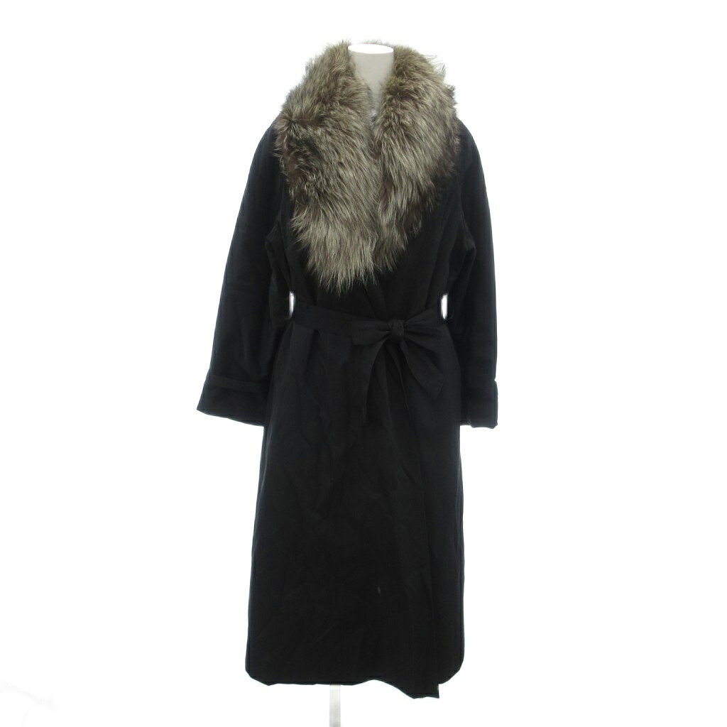 【中古】FUR GRISER ヴィンテージ コート 15 毛皮 フォックスファー ラム ロング丈 黒 ブラック /NU ■GY18 レディース 【ベクトル 古着】 260303