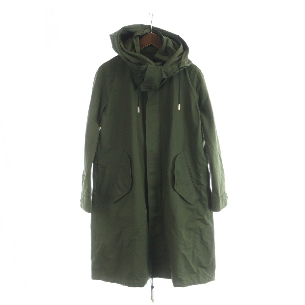 【中古】ザ 紫はしどいクス THE RERACS 6FW-RECT-106L-UASP モッズコート ロング 長袖 ジップアップ ボンネット 36 カーキ ■GY12 /MQ メンズ 【ベクター 古着】 260227 コート・ジャケット-メンズファッション