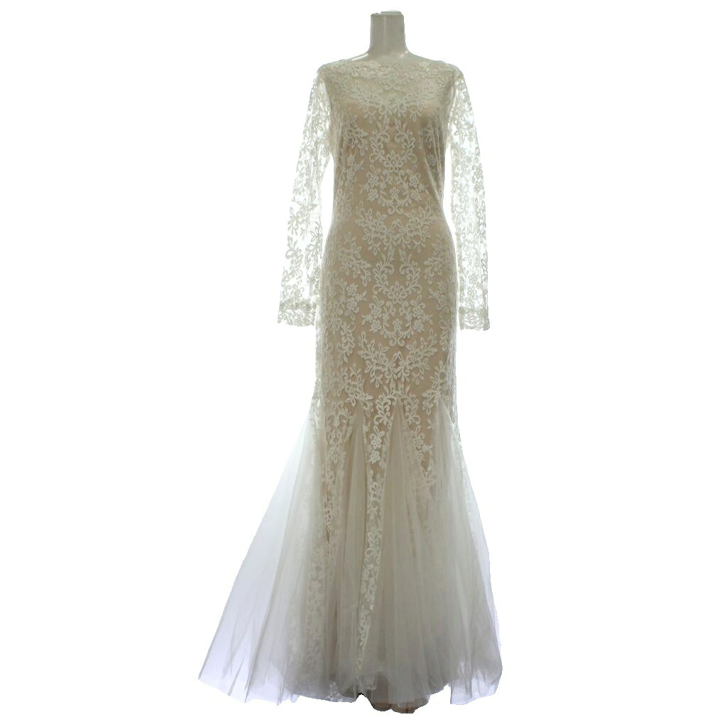 【中古】タダシショージ TADASHI SHOJI ロングドレス ウエディングドレス 長袖 レース チュール 0 S 白 ホワイト BQF20404LBR /MW ■GY18 レディース 【ベクトル 古着】 260219